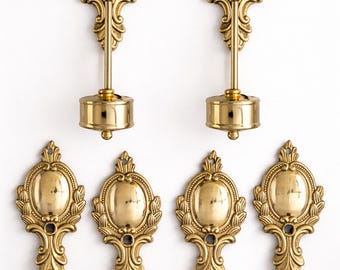 Vintage Brass Wall Candle Sconces Ornate Hollywood Regency Lot Taiwan