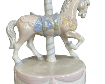 Vtg Otagiri Japan Carousel Waltz Horse Rotating Music Box Pony