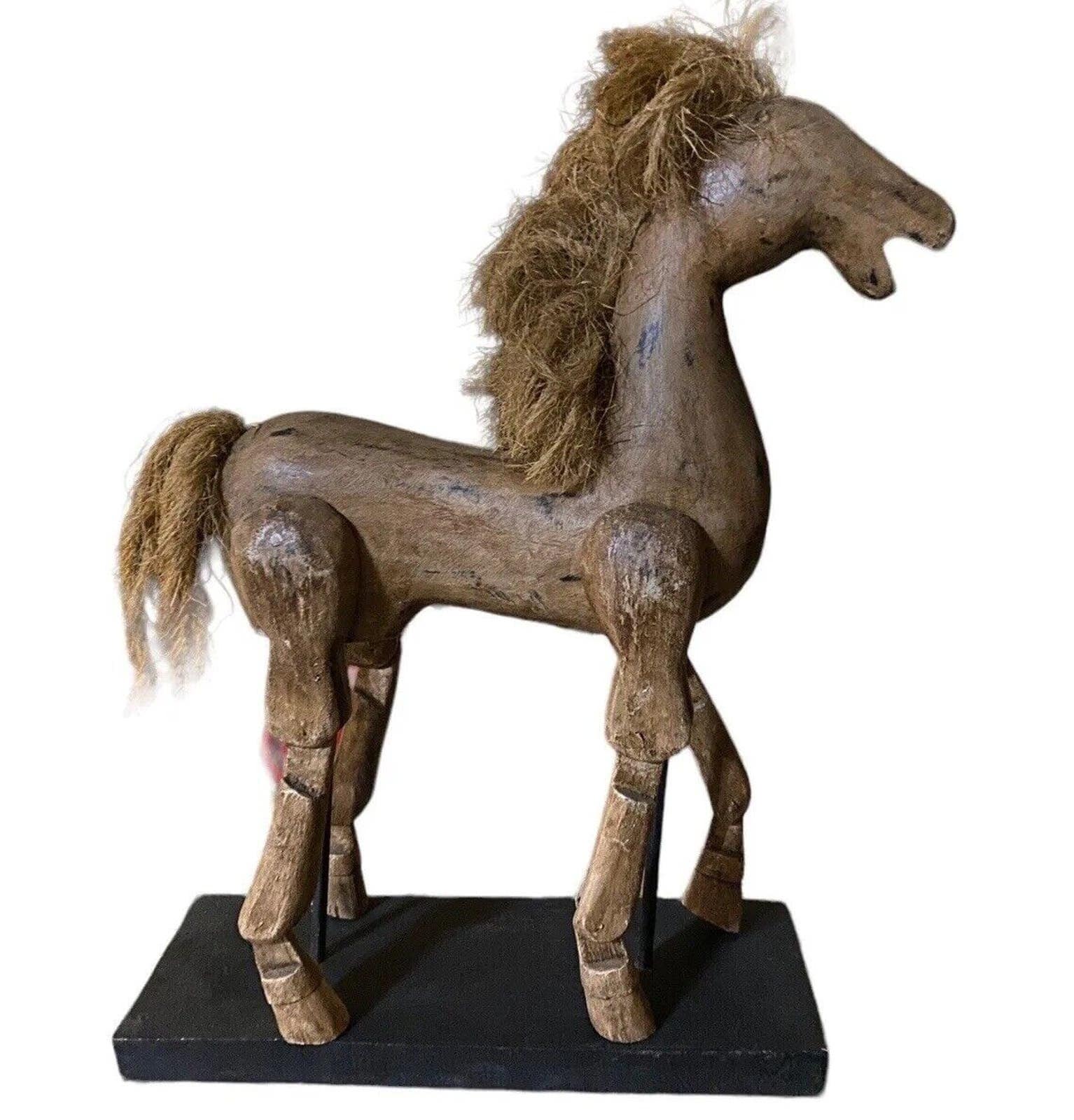 ヴィンテージ】 木製 馬の彫刻 素敵シンプル レトロな馬の木製置物