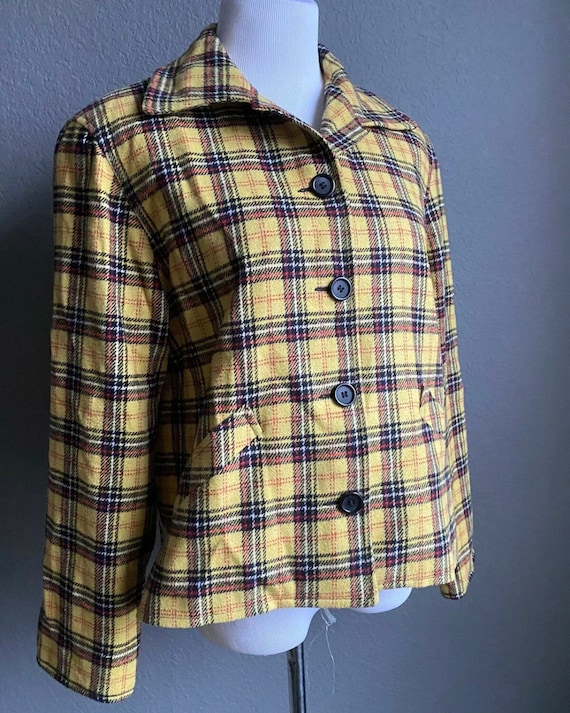 1980/'s 90s Red Mohair /& Wool Plaid Blazer FRINGE Chic Southwest Riding Jacket