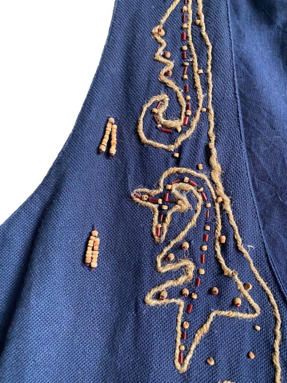 Vintage Ivy Club Classics Beaded Linen Like Vest … - image 3