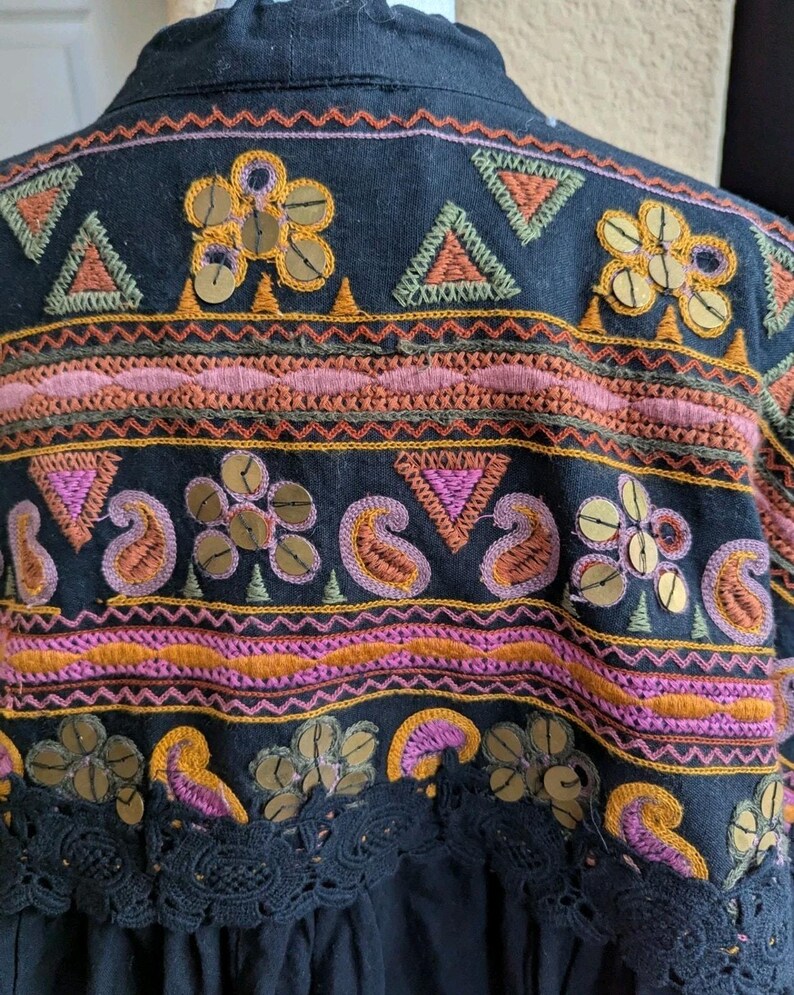 Free People Savannah Bed Jacket Boho Festival Embroidered Crop Cardigan M NWT image 11