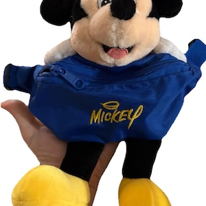 Vintage 90s Disney Mickey Mouse Plush Fanny Pack Waist Bag Blue Disneyland WDW image 8