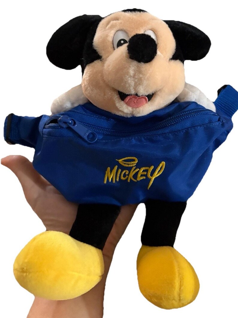 Vintage 90s Disney Mickey Mouse Plush Fanny Pack Waist Bag Blue Disneyland WDW image 8