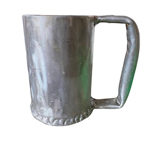 Vintage Handmade Hammered Pewter Cup Stein Tankard Brutalist Mcm Silver Artisan