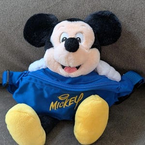 Vintage 90s Disney Mickey Mouse Plush Fanny Pack Waist Bag Blue Disneyland WDW image 14