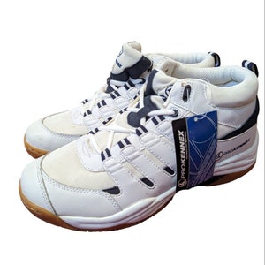 Vtg 90er Jahre Pro Kennex Trainers High Top Männer 9 Lederschuhe Racquetball Weiß Marine