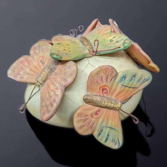 Vintage Sergio Bustamante Butterfly Egg Sculpture Signed 1990s