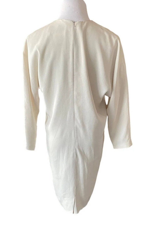 Vintage 80s Daymor Couture Dress 8 L/S Wrap White… - image 2