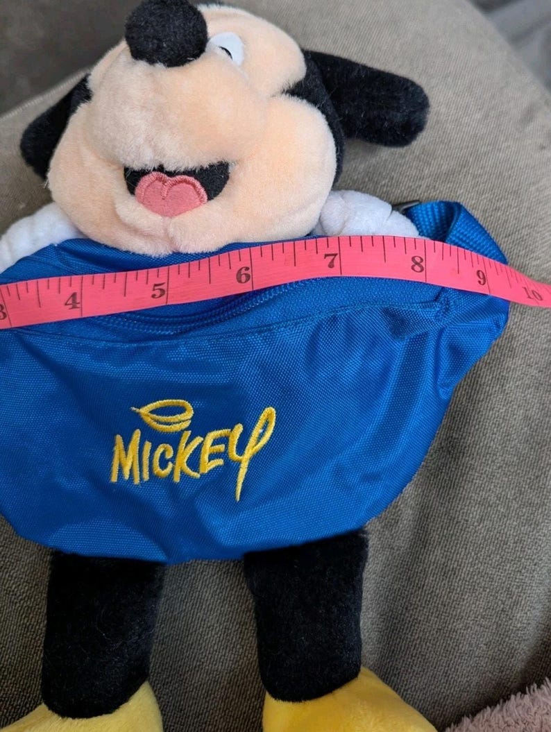 Vintage 90s Disney Mickey Mouse Plush Fanny Pack Waist Bag Blue Disneyland WDW image 11