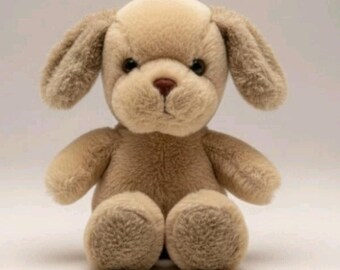 VTG Russ Dunhill Dog Plush Brown Tan Soft Suede Puppy No 417 9"