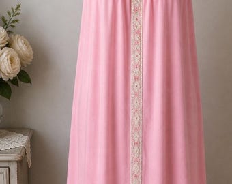 Vintage Gossard Artemis Pink Long Nightgown Womens M L Nylon Lace 80s