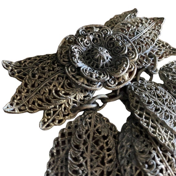 Antique Florenza Victorian Filigree Dangle brooch… - image 5