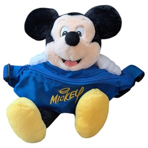 Vintage 90s Disney Mickey Mouse Plush Fanny Pack Waist Bag Blue Disneyland WDW image 3