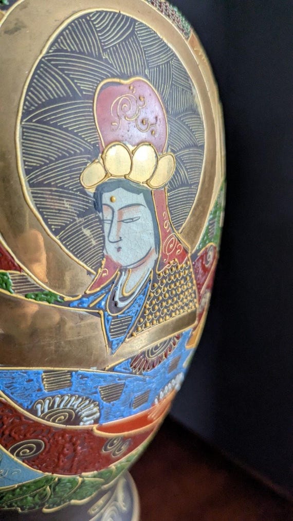 薩摩焼 手描き金鍍金花瓶 盛上 12インチ 不滅 - Etsy 日本