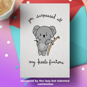 Pervers mignon Animal cartes de voeux de Saint-Valentin Hip hop koala Animal carte courbes gros cul romantique, amour, carte de relation
