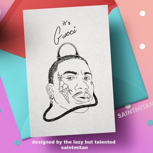 Die Gucci Mane Hand Tasche Geldbörse Karte Valentines Karte Drake Grußkarte Hip Hop Karte Hotline Bling Kunst Urlaub Karte Its Gucci Mane Rap