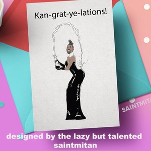 Tarjeta de felicitación de Kan-Grat-Ye-ciones graduación de cumpleaños celebración Kanye West tarjeta de felicitación Felicitaciones Kim Kardashian Enhorabuena tarjeta