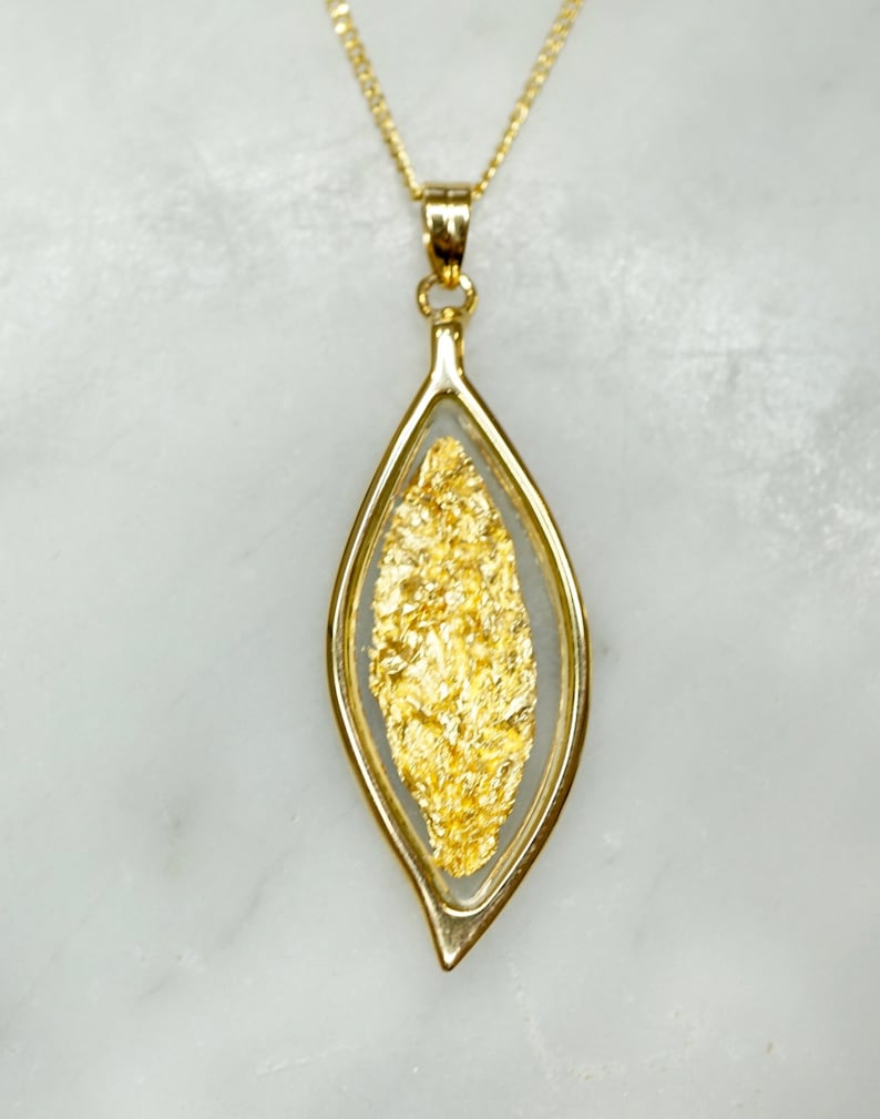 Australian 24 Carat Gold Leaf Pendant Gold Necklace Etsy