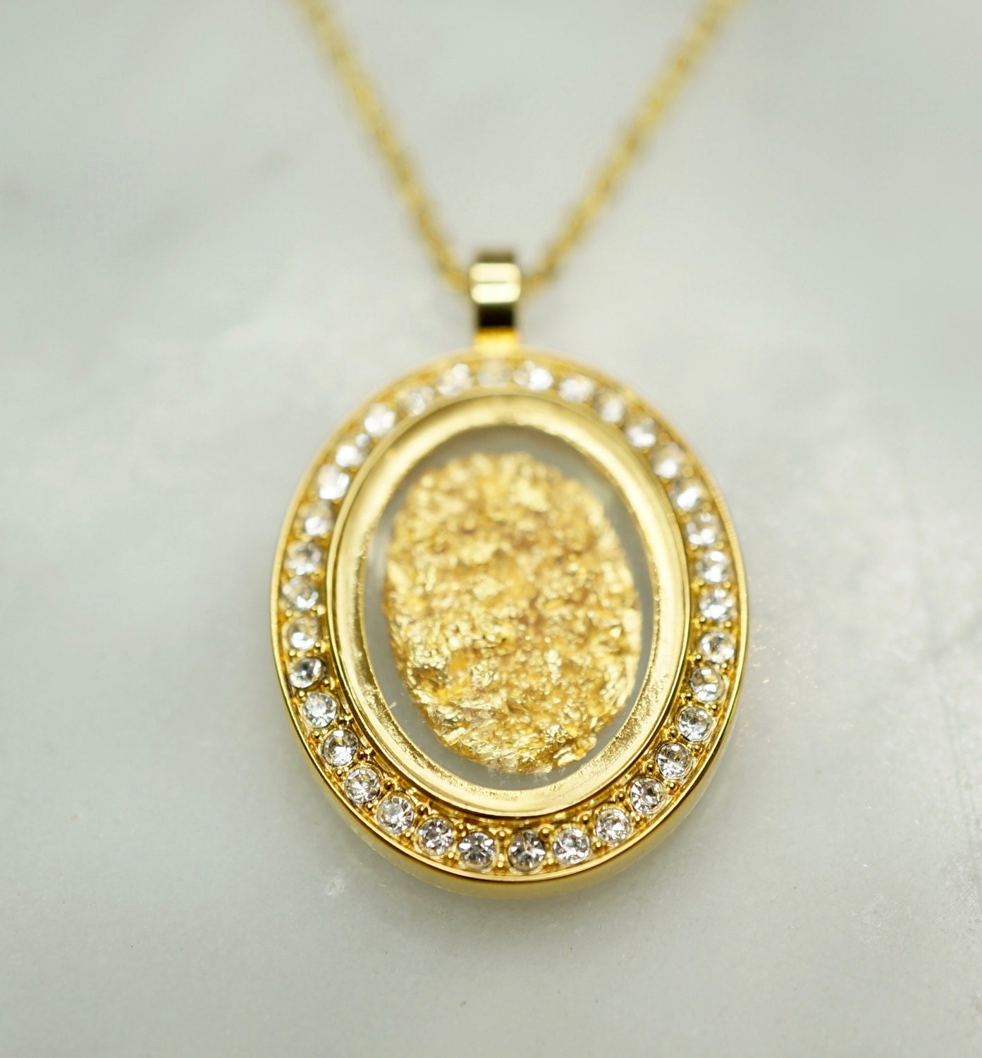 Australian 24 Carat Gold Leaf Pendant, Gold Necklace, Australian