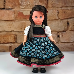 Vintage doll HV 30, Hans Volk German Doll 12&quot; Tall, Doll Folklore dress, Sleepy eyes, collectible doll, german vintage doll, restored doll