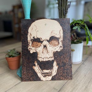 Handcrafted Skull Pyrography – Skull Burned on Wood