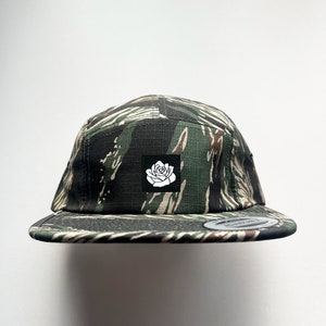 Strength & Heart - Tiger Camo, Rose 5 Panel Camp Hat