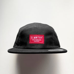 Elmntry - Black/Red Team 5 Panel Camp Hat