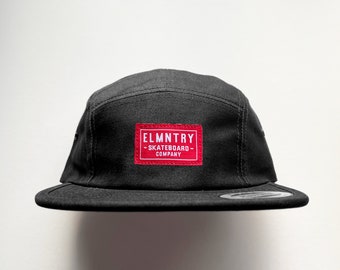 Elmntry - Black/Red Team 5 Panel Camp Hat