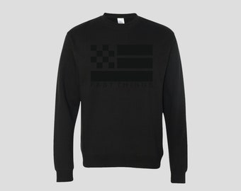 Fast Things - Black/Black, Flag Logo Crew Neck Sweatshirt