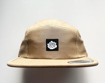 Strength & Heart - Khaki/Black, Rose 5 Panel Camp Hat