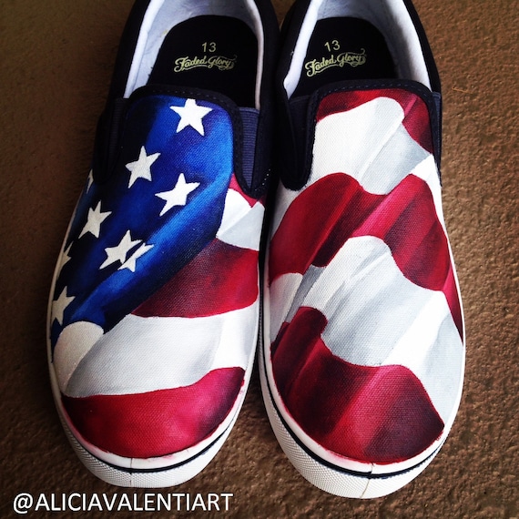 vans american flag slip ons 