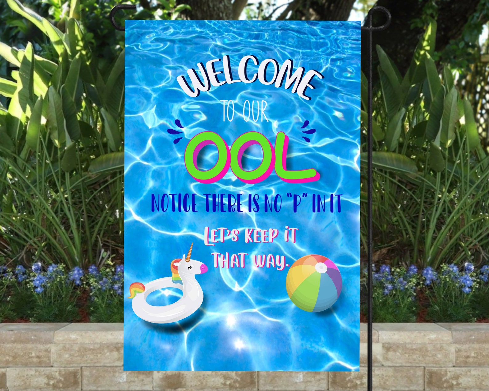 Custom Garden Flag Pool Garden Flag Pool Party Decorations Etsy