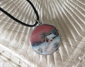 Handmade Hand painted Woman's Pendant Necklace Jewelry