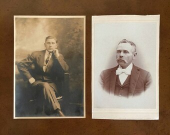 Vintage Photos Set of 2 Vintage Black and White Portraits Sepia Photographs Browntone Photographs Vintage Gentlemen Photographs