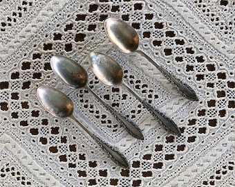 Vintage Spoons Antique Silverplate Spoons Set 4 Demitasse Coffee Spoons Rogers and Bro A1 Savoy  Pattern Vintage Flatware Jewelry Supplies