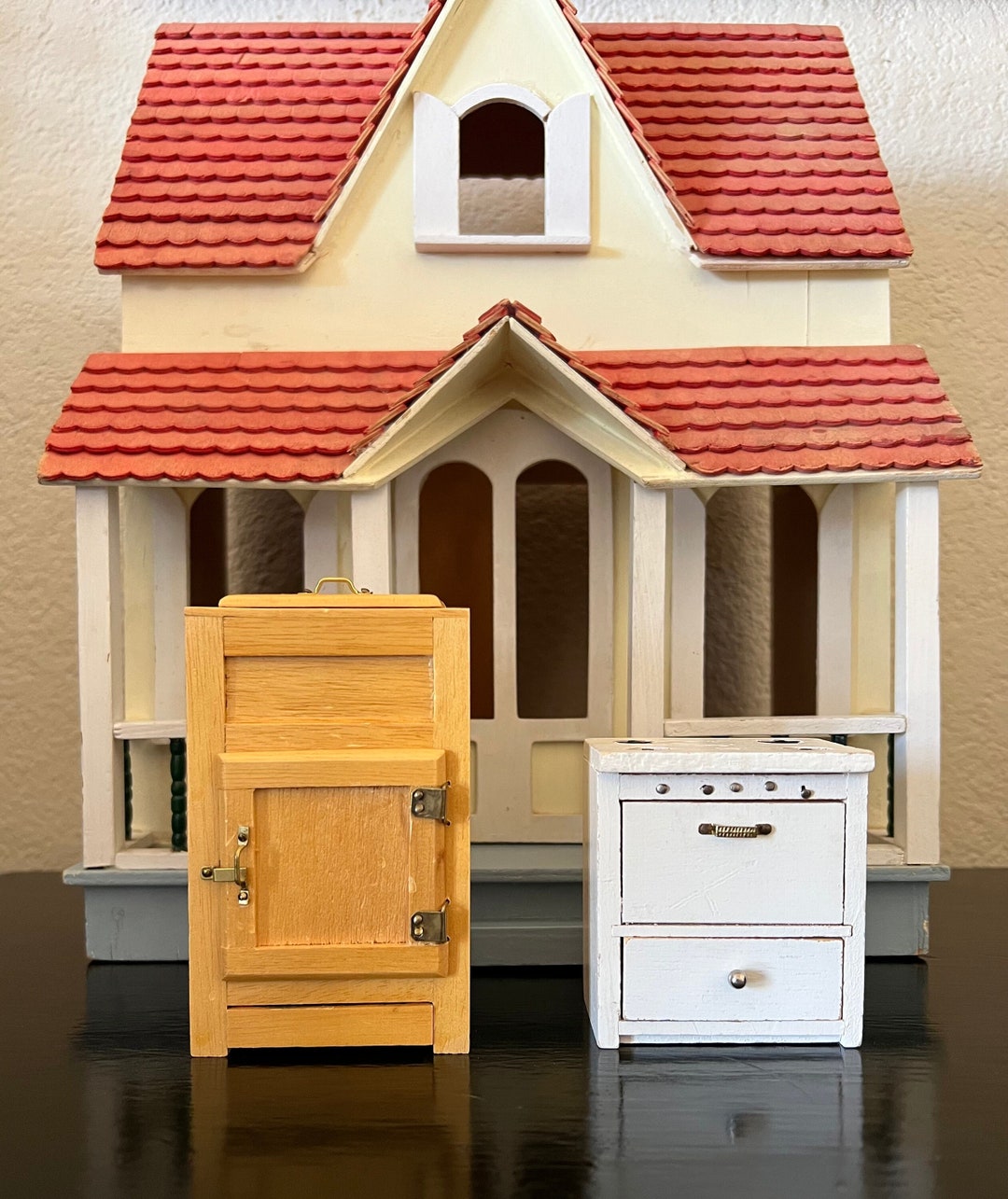 Dollhouse Miniature Appliances Vintage 112 Scale Wooden Icebox Oven