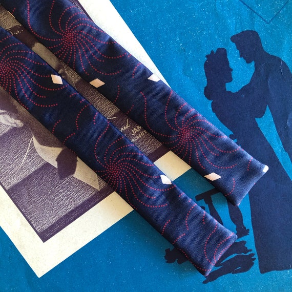 Vintage Bow Tie Adjustable Silk Bow Tie Navy Blue… - image 5