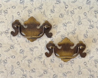Vintage Batwing Drawer Pulls Pair Set 2 Brass Plated Drawer Pulls Cabinet Cabinetry Dresser Drawer Handles Vintage Brass Hardware