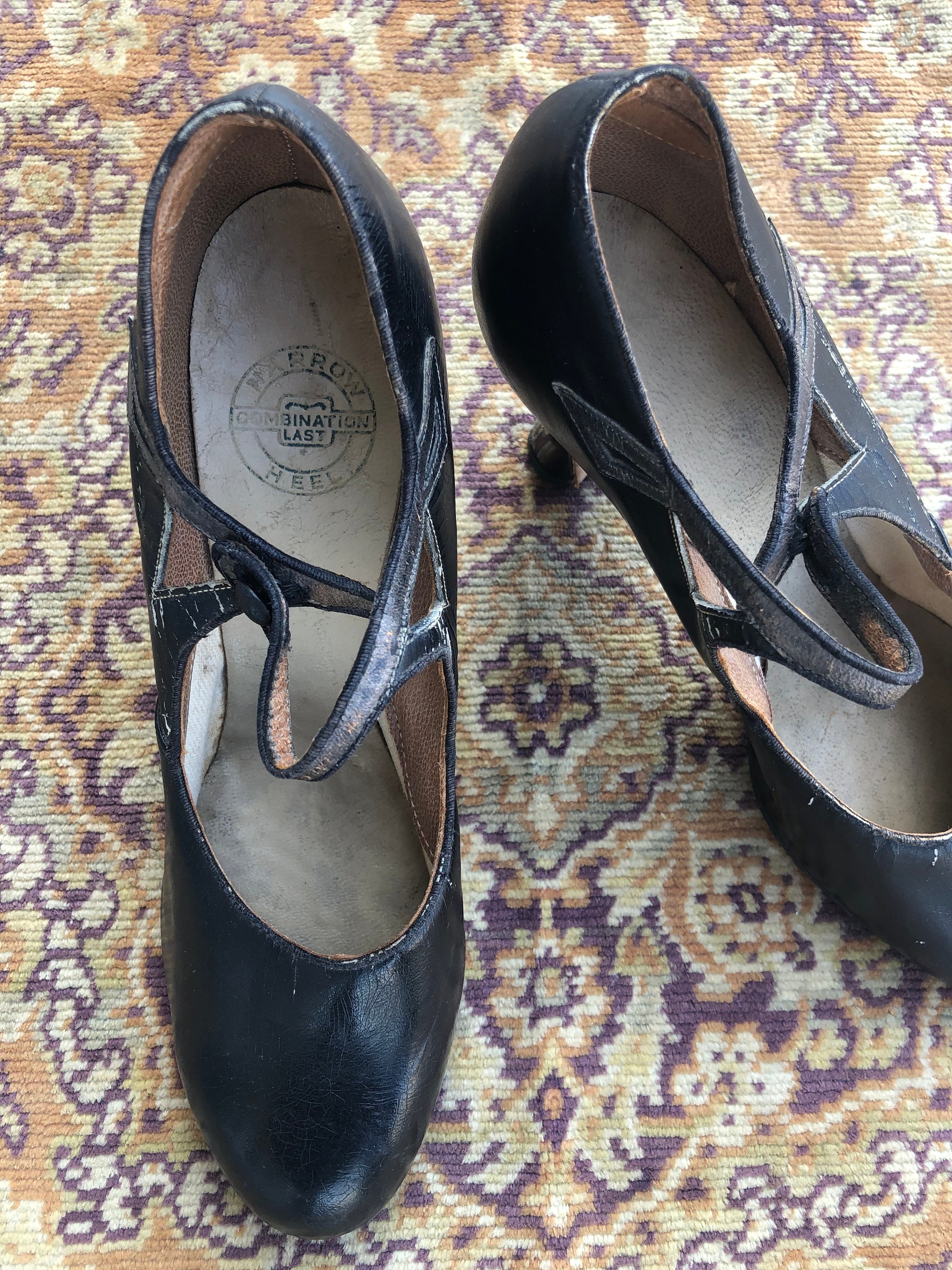 1920s Womens Shoes Vintage Shoes Antique Black Narrow Ladys | Etsy