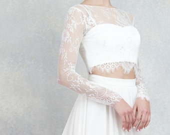 Lisa Lace Top / wedding topper, bridal topper, bridal lace top, wedding separates, bridal separates, romantic, boho wedding dress