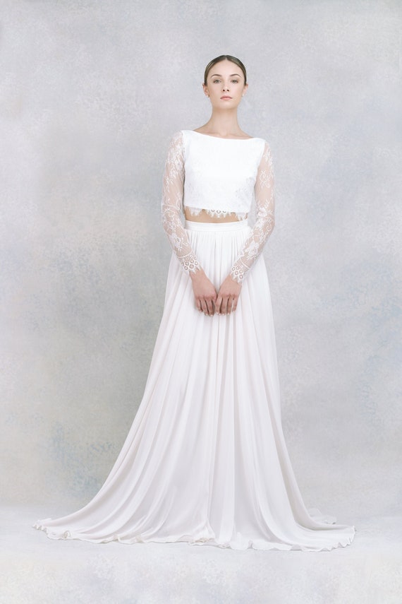 boho wedding dress topper Long Sleeve Lace Topper A Simple White Boho Lace Topper Dress