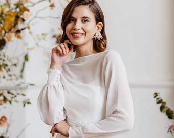 Vivian Wrap Topper/ chiffon wrap top, chiffon top, chiffon topper, wedding top, wedding, bridal, reversible, soft romantic wrap around