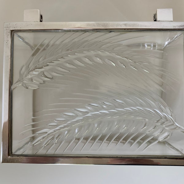 Vintage Lalique Epis Hinged Crystal Vanity Box Wheat Decoration #10579