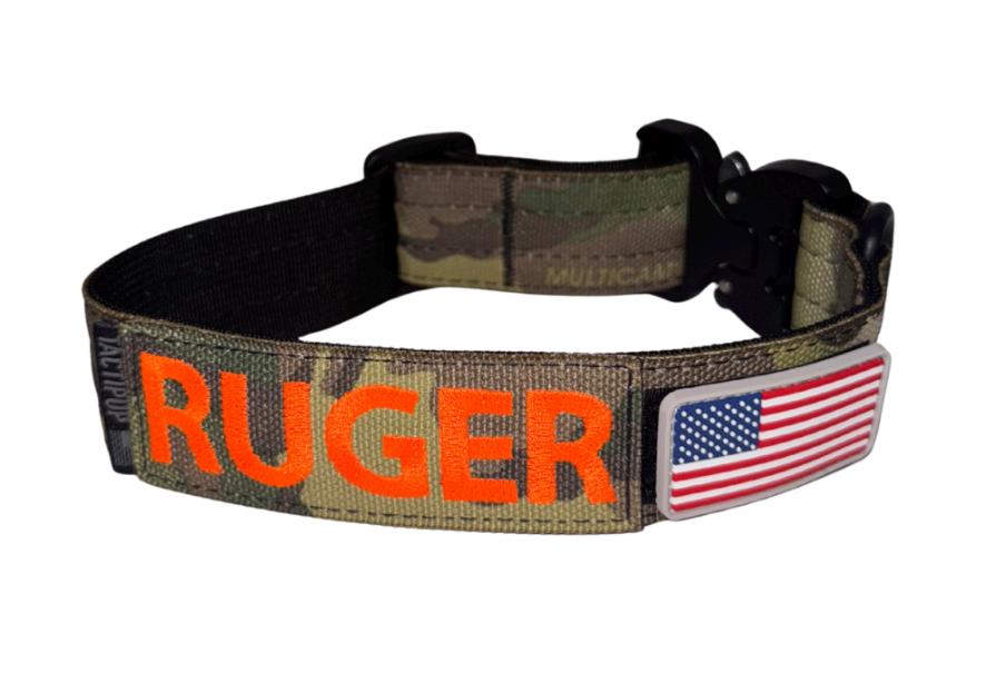 Heavy Duty Tactical Dog Collar With Metal Buckle - Personalized, Sizes M-XL For Large Breeds