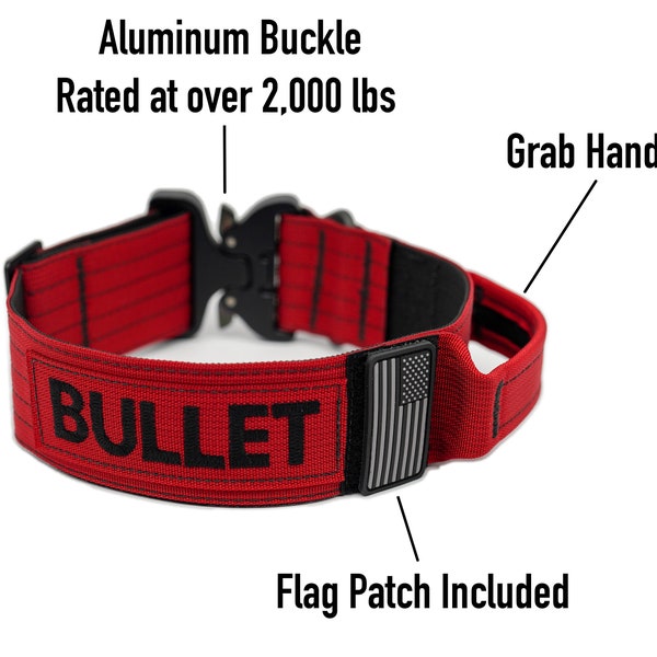 2 "Extrem personalisiertes taktisches Hundehalsband mit Haltegriff