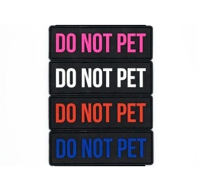 Do Not Pet Patch - Dog Harness Patches - Hi Vis Bright Green - Hook & Loop  or Sew On - Light Reflective - Animal Warning Sign Vest Badge