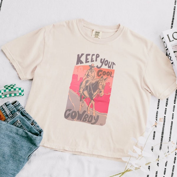 Crop Comfort Colors Western Shirt Coastal Cowgirl Shirt Country Concert Outfit Cowboy Crop Top Retro Cowboy Top Rodeo Crop Top Yee Haw Shirt