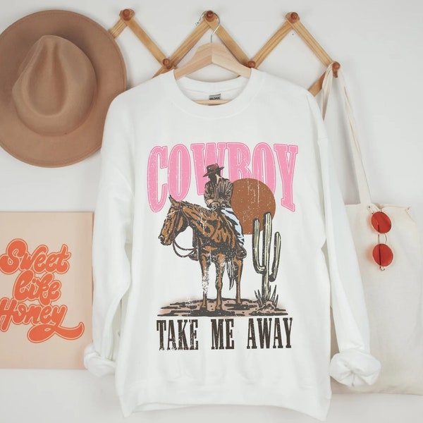 Western Sweatshirt Vintage Inspired Crewneck Country Girl Sweatshirt American Western Sweatshirt Coastal Cowgirl Cactus