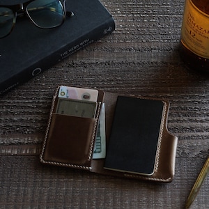 Horween Leather notebook wallet, Natural Chromexcel moleskine xs volant notebook card case
